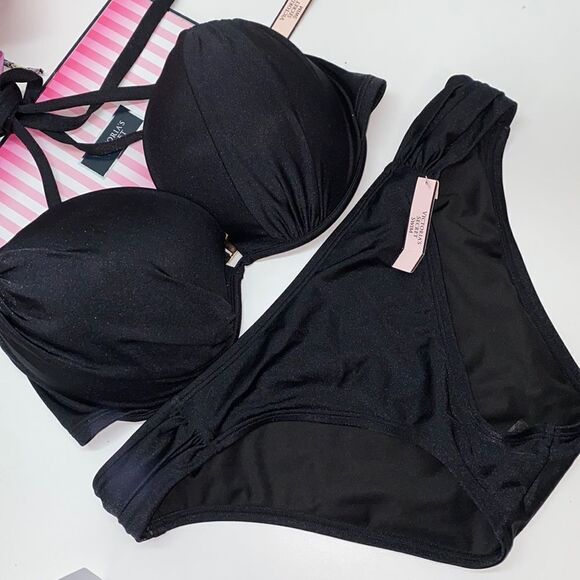 🔥🏖VICTORIA SECRET  swimsuit top 36DD//push-up/bottom Large  New#7 - Picture 1 of 10